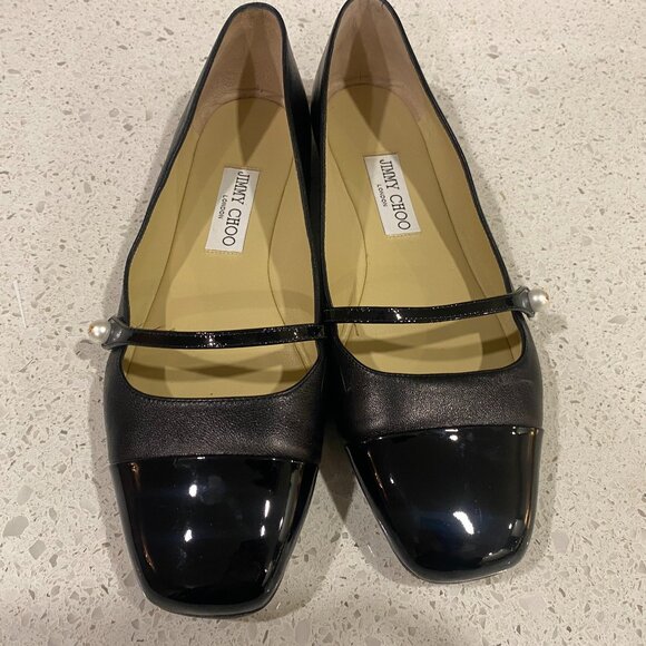 JIMMY CHOO Elisa leather ballerina shoes - Picture 1 of 8